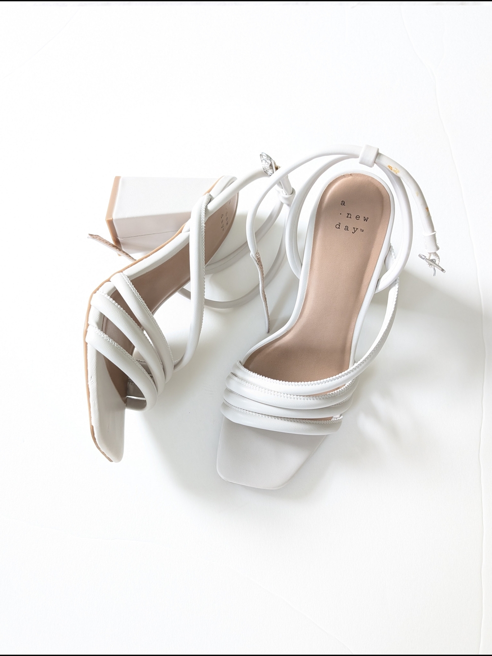 A New Day White Ivory Strappy Block Heel Sandals Size 7
